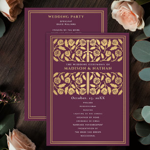Programme Épée Royale de Mariage Médiéval Mauve Or