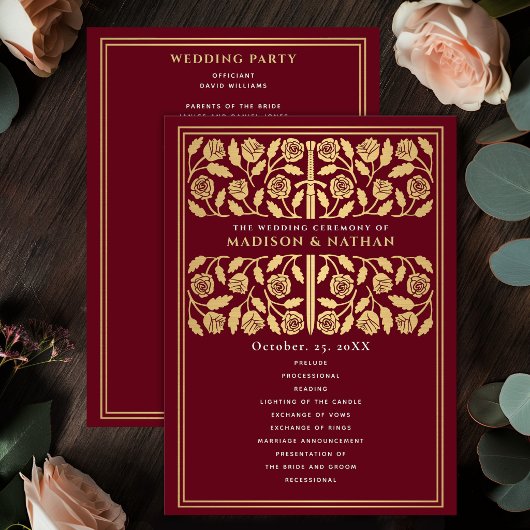 Programme Épée Royale de Mariage Médiéval Rouge en Or