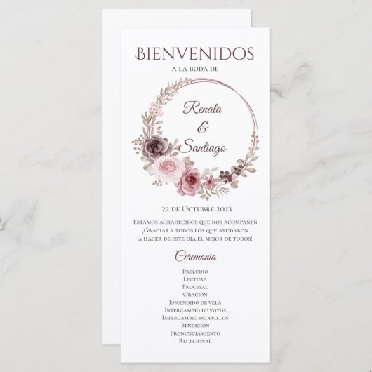 Programme espagnol de mariage des choeurs (Devant / Derrière)