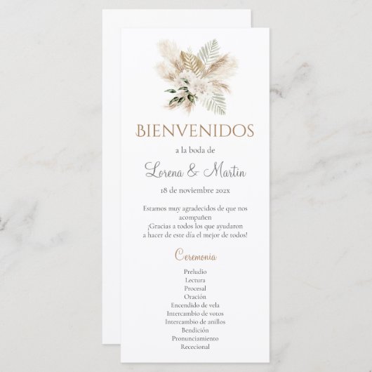 Programme espagnol de mariage des choeurs (Devant / Derrière)