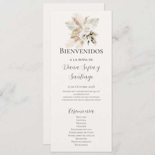 Programme espagnol de mariage des choeurs (Devant / Derrière)