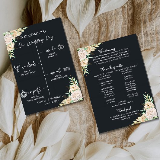 Programme et carte de déroulement de mariage à fle