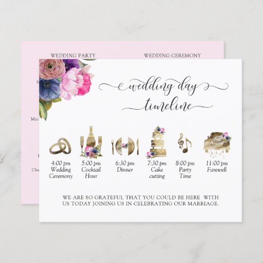 Programme et chronologie Mariage violet, rose, ble (Devant / Derrière)