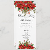Programme et menu Invitation de Noël Poinsettia (Devant / Derrière)