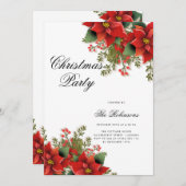 Programme et menu Invitation de Noël Poinsettia (Devant / Derrière)