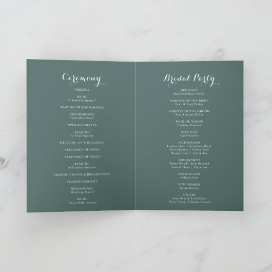 Programme Été Breeze Floral Calligraphie Plier Mariage (Intérieur)