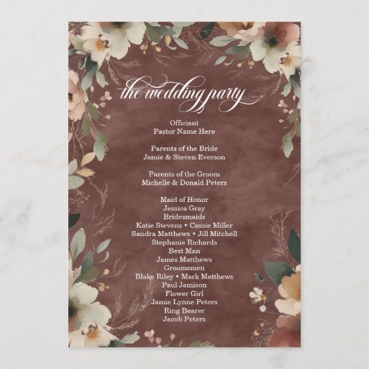 Programme Ethereal Elegance Rustic Garnet Mariage Cérémonie (Dos)