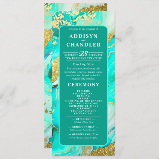 Programme Ethereal Elegance Turquoise Geode Inspiré Mariage (Devant / Derrière)