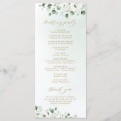 Programme Eucalyptus Verdure blanc floral rustique mariage (Dos)