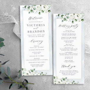 Programme Eucalyptus Verdure blanc floral rustique mariage