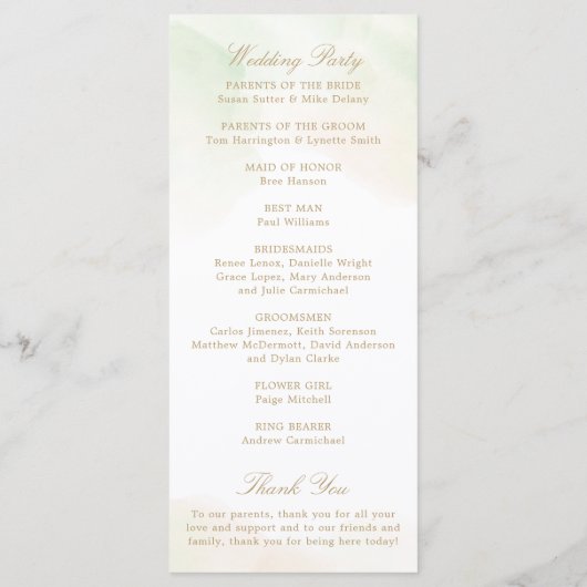 Programme Eucalyptus Verdure Or Mariage géométrique (Dos)