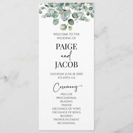 Programme Eucalyptus vert Mariage de verdure botanique (Devant)