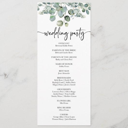 Programme Eucalyptus vert Mariage de verdure botanique (Dos)