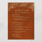 Programme Événements & Calendrier de Mariage Luxueux Orange (Devant)