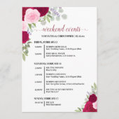 Programme Événements & Calendrier de Mariage Roses Magenta & (Devant)