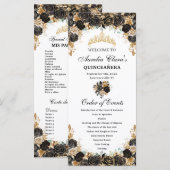 Programme Événements de commande de Quinceañera florale noir (Devant / Derrière)