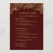 Programme Événements de mariage Auburn Brown & Gold et calen (Devant)