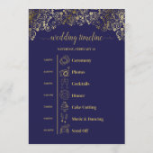 Programme Événements de mariage bleu marine et or ornés & ca (Dos)