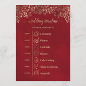 Programme Événements de mariage élégants rouges et or & cale (Dos)