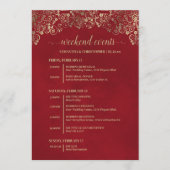 Programme Événements de mariage élégants rouges et or & cale (Devant)