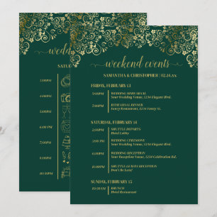 Programme Événements de mariage et timeline Vert émeraude et