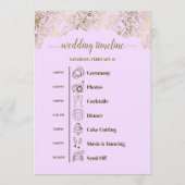 Programme Événements de mariage lilas et or ornés & calendri (Dos)