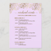Programme Événements de mariage lilas et or ornés & calendri (Devant)