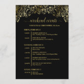 Programme Événements de mariage noir et or ornés et calendri (Devant)
