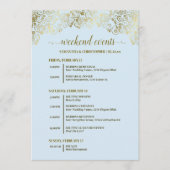 Programme Événements de mariage ornés bleu pâle et or & cale (Devant)