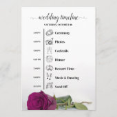 Programme Événements de mariage Rose Magenta Plum & Timeline (Dos)