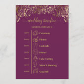 Programme Événements & Timeline de Mariage Magenta Plum & Or (Dos)