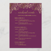 Programme Événements & Timeline de Mariage Magenta Plum & Or (Devant)