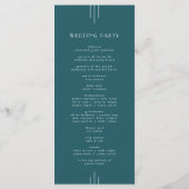 Programme EVERLY Simple Retro Art Deco Peacock Teal Wedding (Dos)