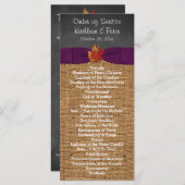 Programme Fall Leaves FAUX Burlap Chalkboard Wedding Program (Devant / Derrière)