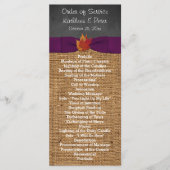 Programme Fall Leaves FAUX Burlap Chalkboard Wedding Program (Devant)