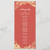 Programme Fall Love Golden Foliage Chaud Red Wedding Program (Dos)