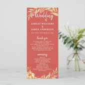 Programme Fall Love Golden Foliage Chaud Red Wedding Program (Debout devant)