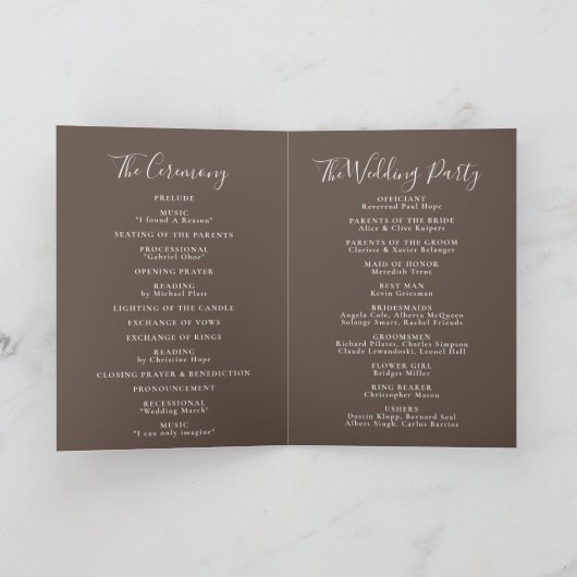 Programme Fancy Classic Rose Peony Flowers plié Mariage (Intérieur)