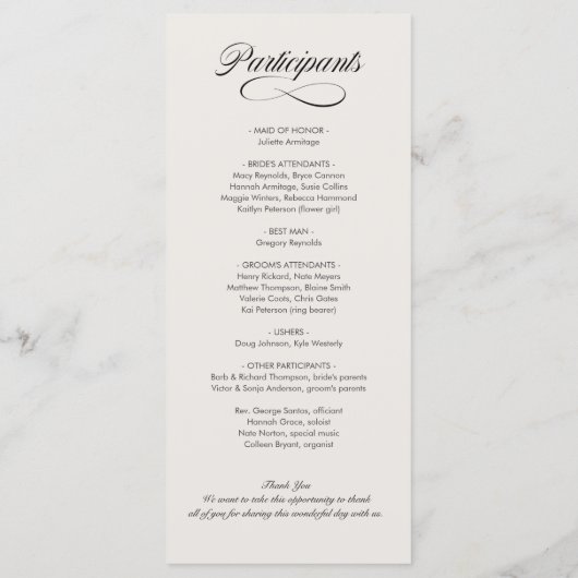 Programme Fancy Script Photo Wedding Day (Dos)