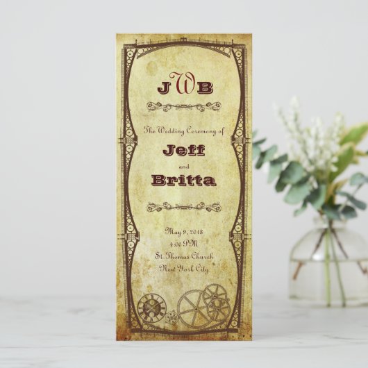 Programme Faux Antique Gold Victorian Steampunk Mariage (Debout devant)
