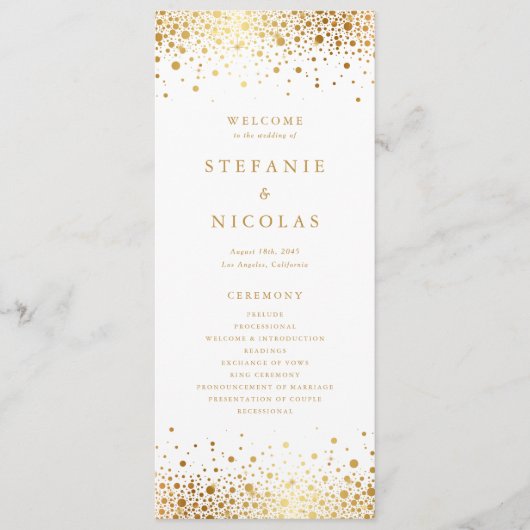 Programme Faux Confetti en Feuille d'Or Mariage (Devant)