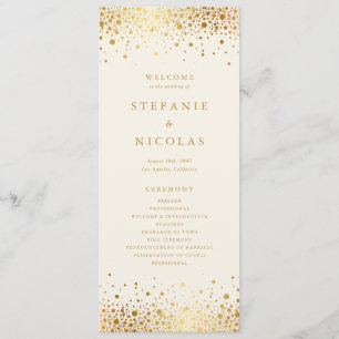 Programme Faux confettis en feuille d'or doré mariage ivoire
