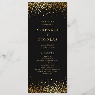 Programme Faux confettis en feuille d'or noir pour mariage