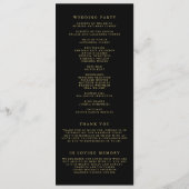 Programme Faux confettis en feuille d'or noir pour mariage (Dos)