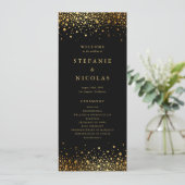 Programme Faux confettis en feuille d'or noir pour mariage (Debout devant)