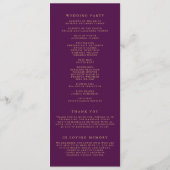 Programme Faux confettis en feuille d'or violet Mariage (Dos)