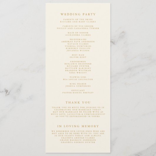 Programme Faux Gold Foil Confetti Dots Mariage ivoire (Dos)