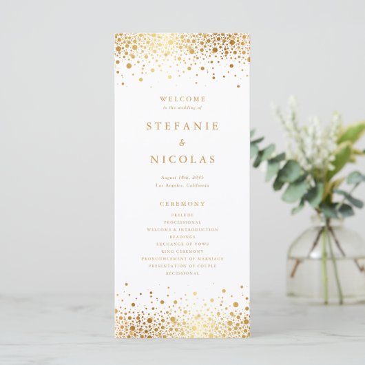 Programme Faux Gold Foil Confetti Mariage (Debout devant)