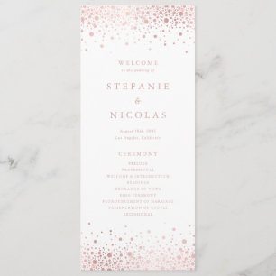 Programme Faux rose gold confetti en points de mariage