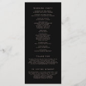 Programme Faux Rose Gold Foil Confetti Dots Mariage noir (Dos)